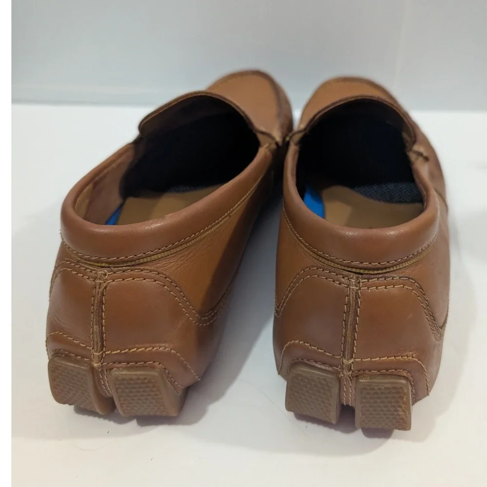 Clarks Markman Plain Tan Leather Driving Loafers Mens 12 M Slip On Shoes Work